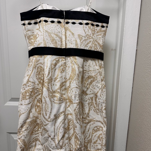 Lilly Pulitzer Strapless White and Gold with Black beaded accents Dress - Picture 4 of 7